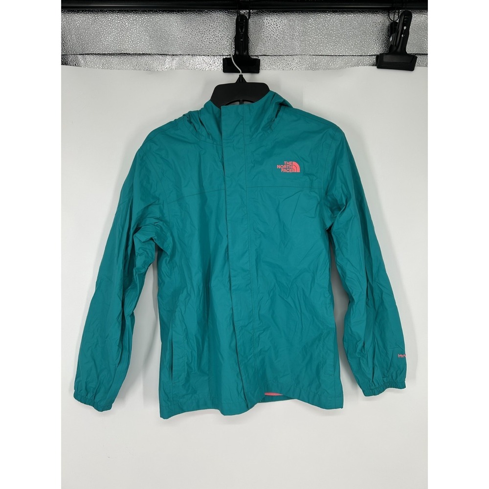 The North Face HyVent Rain Jacket Girls XL 18 Teal Nylon Waterproof Windbreaker